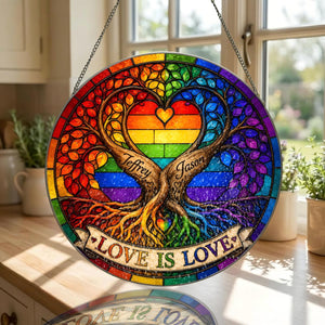 Personalized Acylic Suncatcher - Custom Pride Window Sign Rainbow Tree