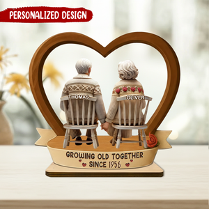 Old Couple Growing Old Together - Personalized Wooden Plaque