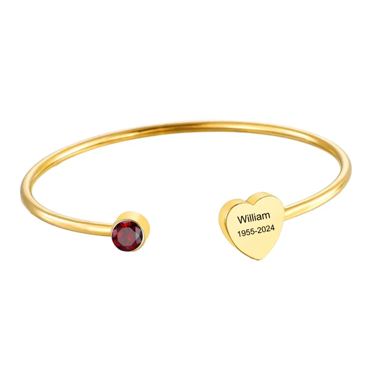 Personalised Heart Bracelet With Birthstone and Name