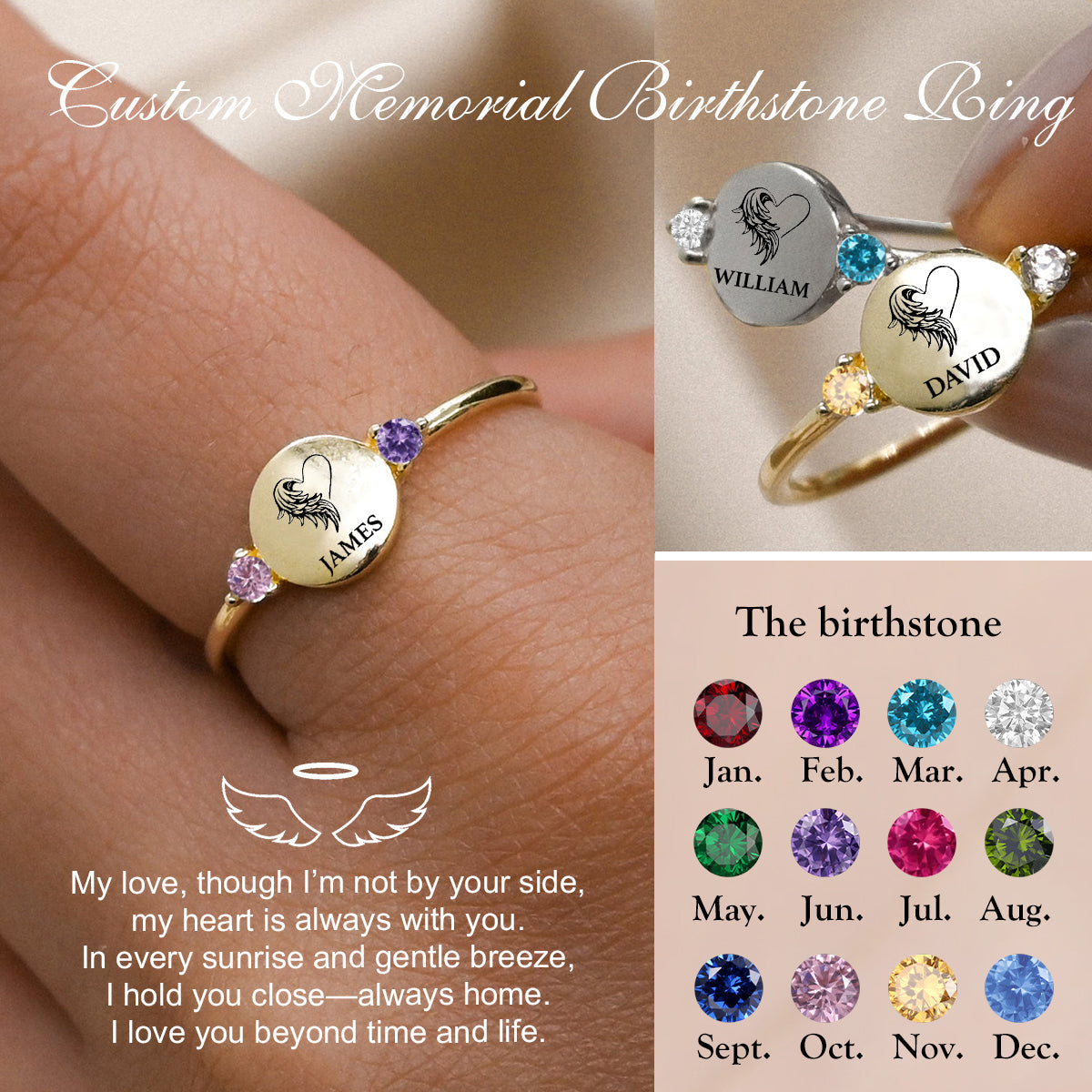 Keep Their Memory Close – Personalized Memorial Ring with Birthstones