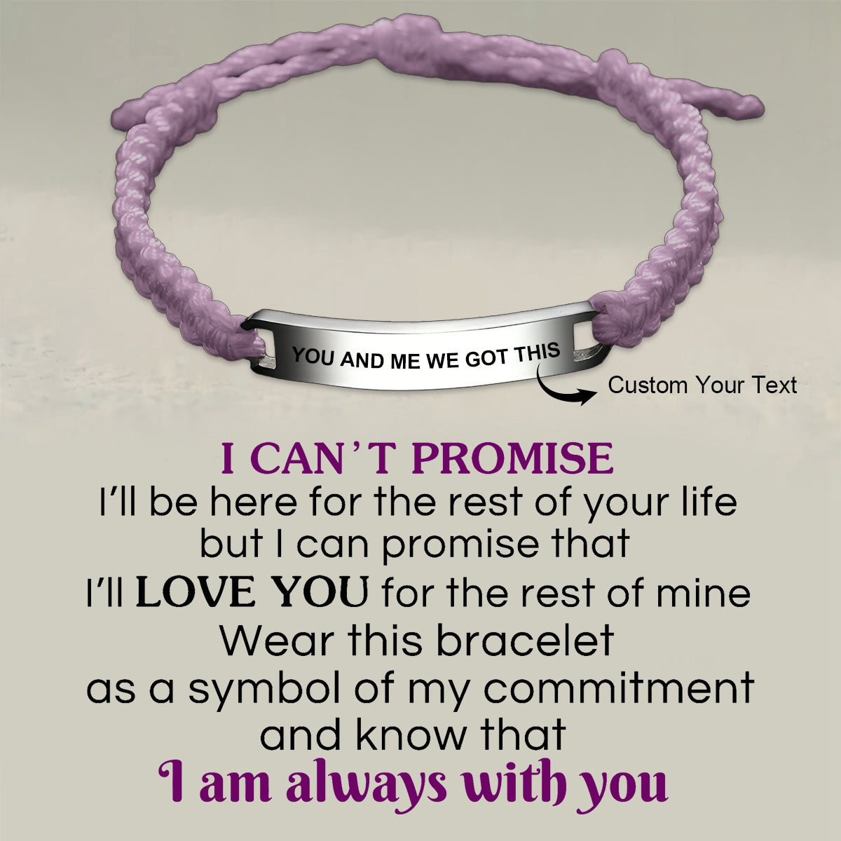 Personalized Custom Loving Text Braided Rope Bracelet - Gift For Couple