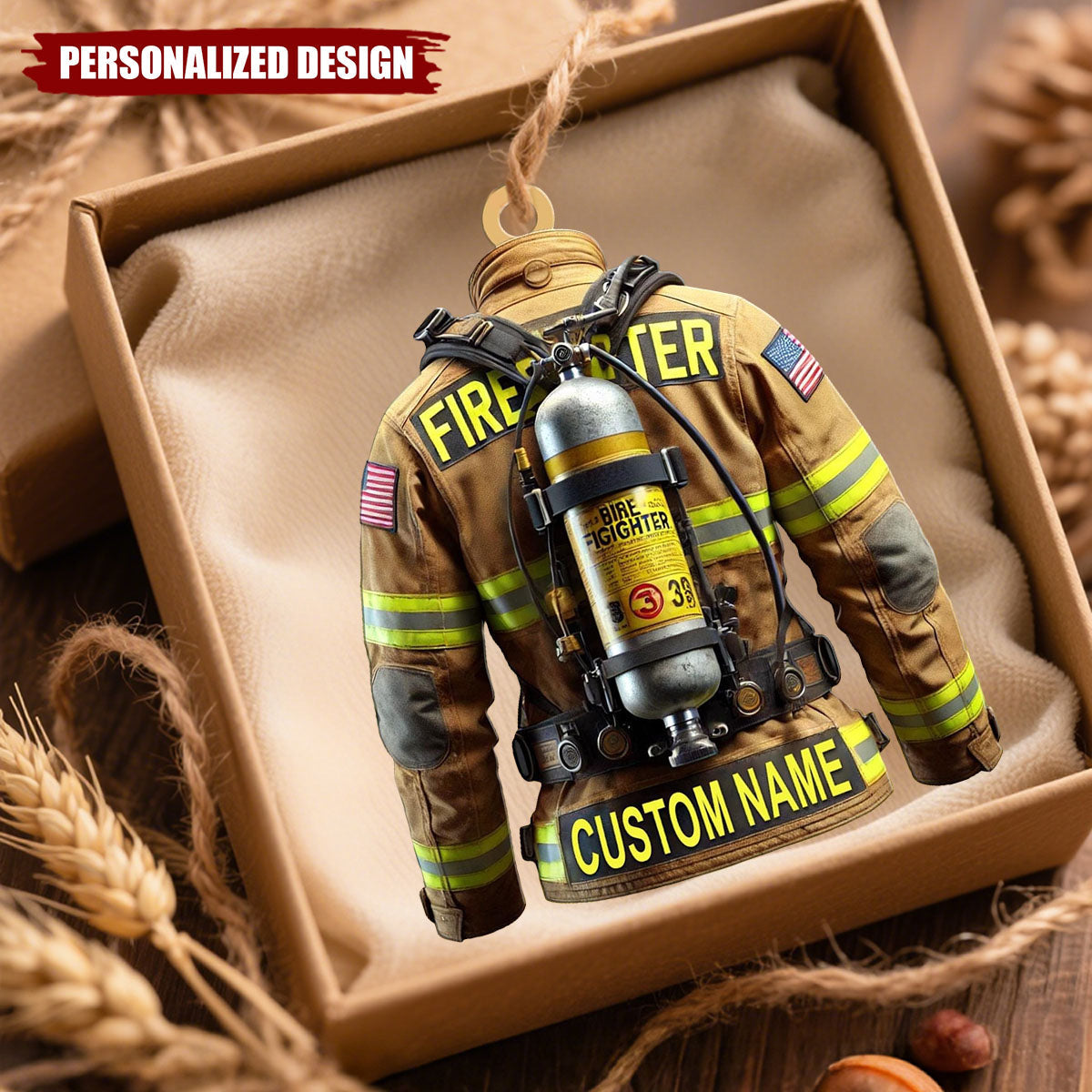 Personalized Firefighter Uniform Christmas Ornament