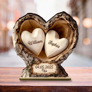 Personalized Couple Gift, Wooden Heart-Shaped Double-layer Plaque