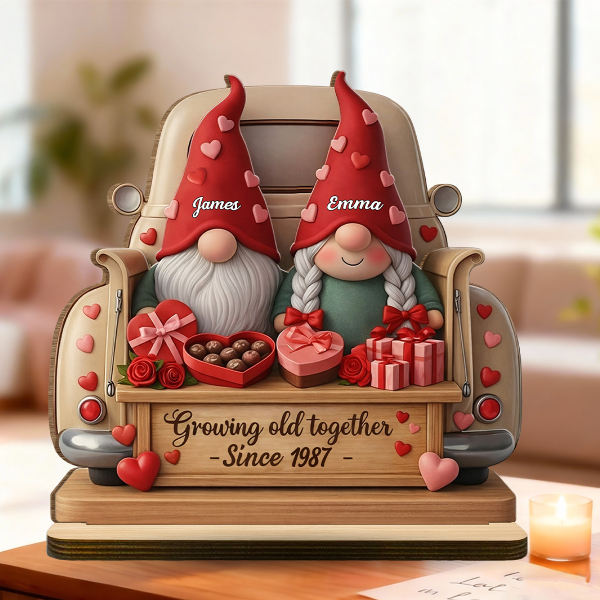 Roses And Chocolate-Personalized Plaque For Couples, Valentine's Day Gift