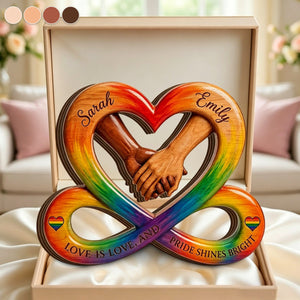 Personalized LGBTQ Pride Blocks: Custom Rainbow Infinity Heart Signboard