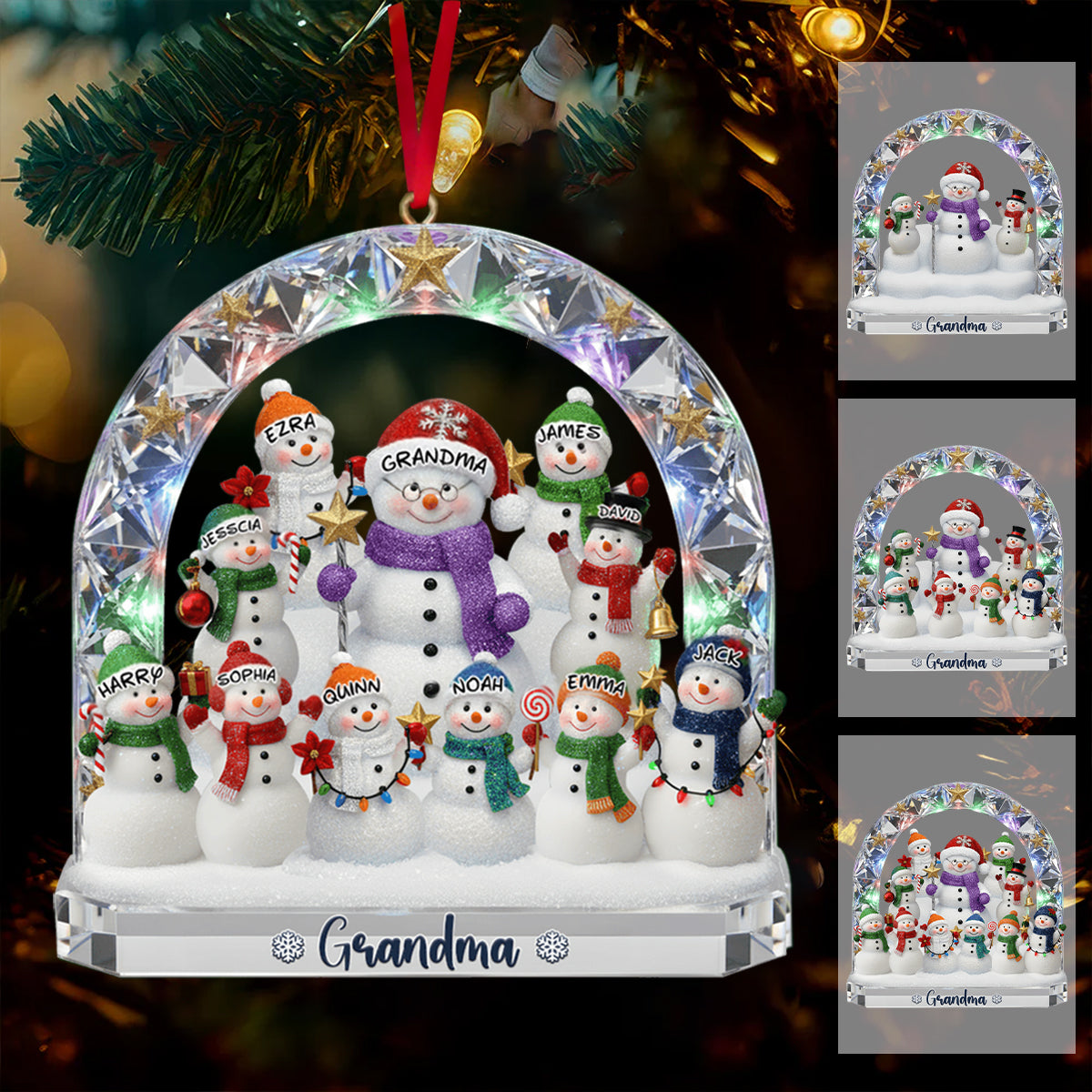 Grandma’s Snowman Family Ornament - Personalized Christmas Gift For Grandma
