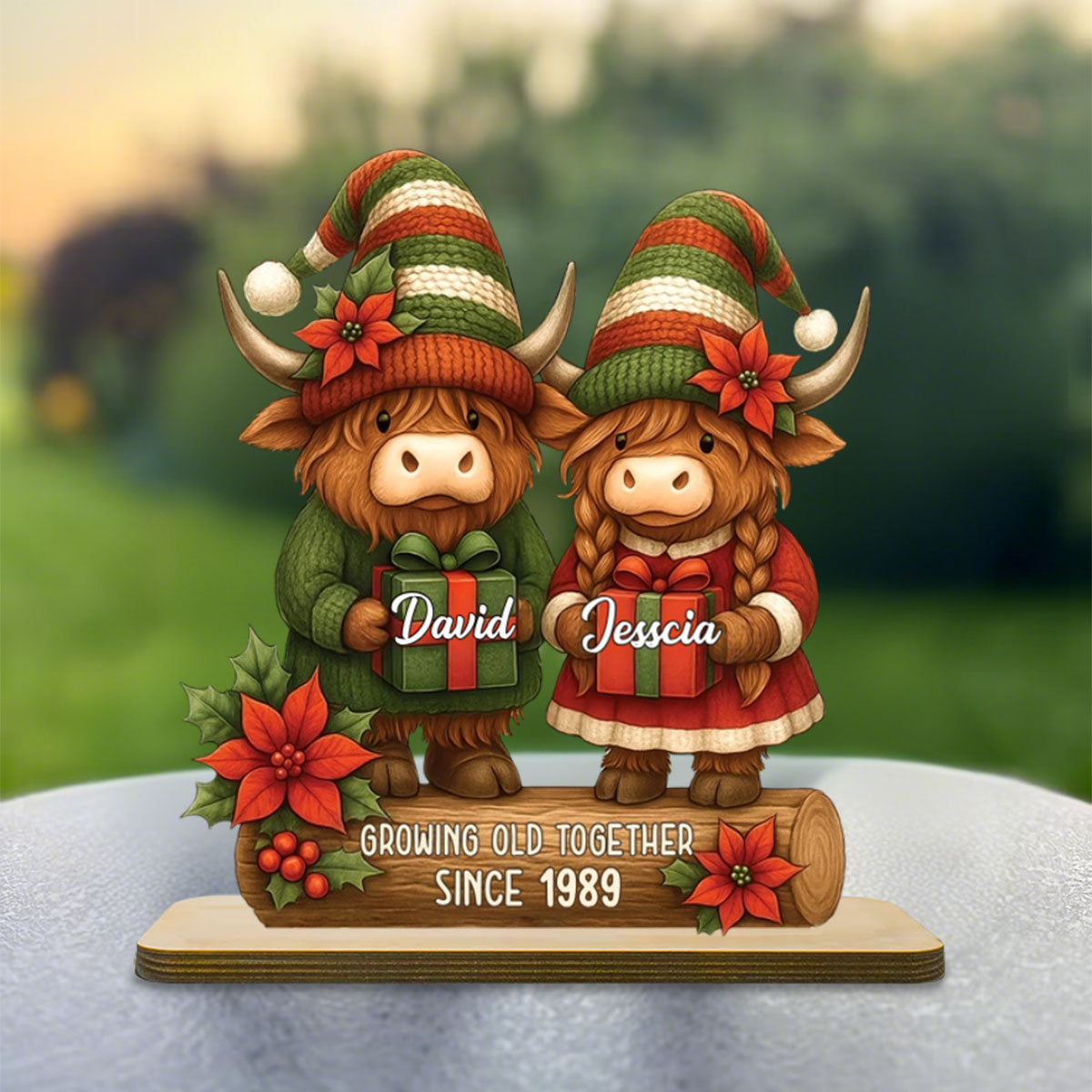 Personalized Highland Cow Couple Plaque, Country Gift For Anniversaries