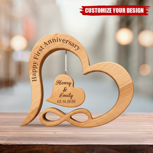 Personalized Wooden Heart – Custom Name & Date Engraved Hanging Heart