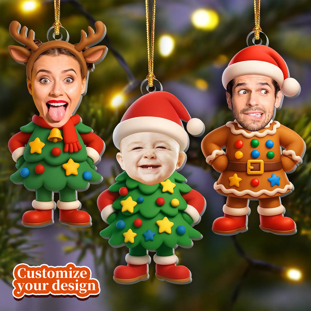 Personalized Family Face Christmas Ornament