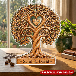 Personalized Couple Heart Tree Acrylic Block – Custom Couple Gift