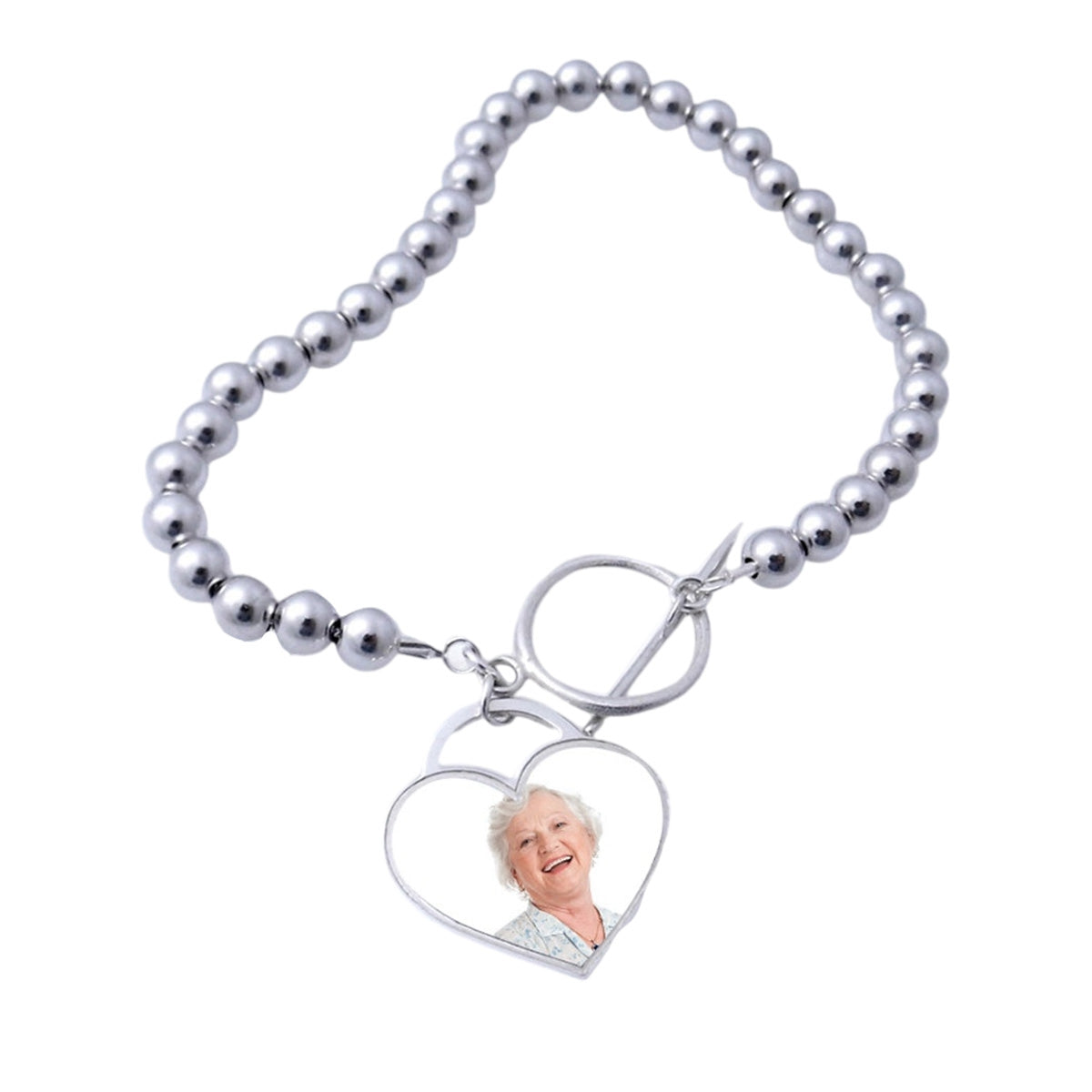 Custom Photo I'll Carry You Personalized Heart silver bracelet