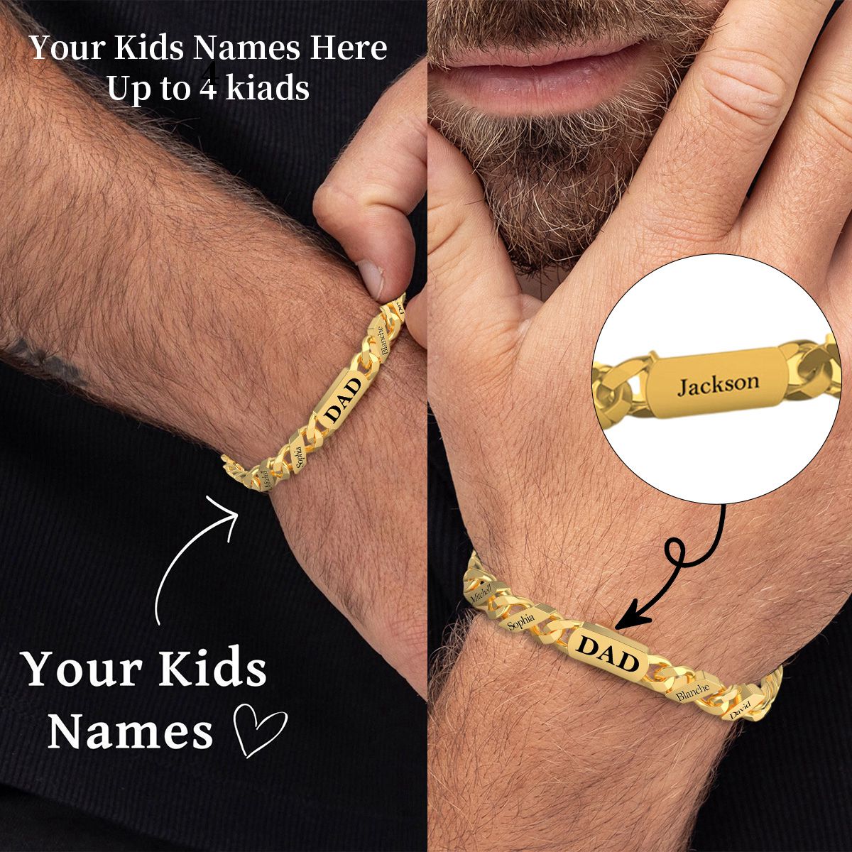 Personalized Fashion Name Chain Bracelet For Father's Day Gift