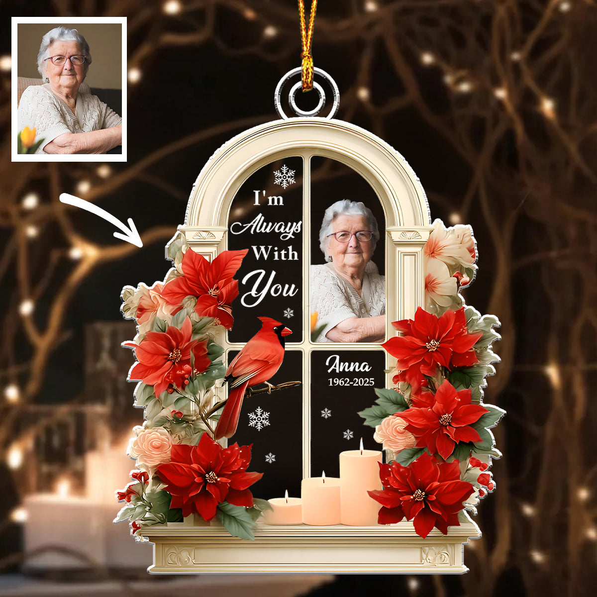 I'm Always With You-Personalized Photo Memorial Ornament