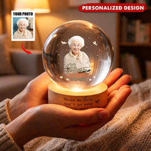 Custom Photo Memorial Crystal Ball Night Light, Loss of Dad, Mom, Family