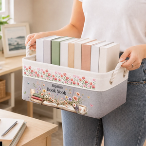 Custom Storage Basket-Personalized Bookish Gifts For Book Lovers, Bookworms, Readers