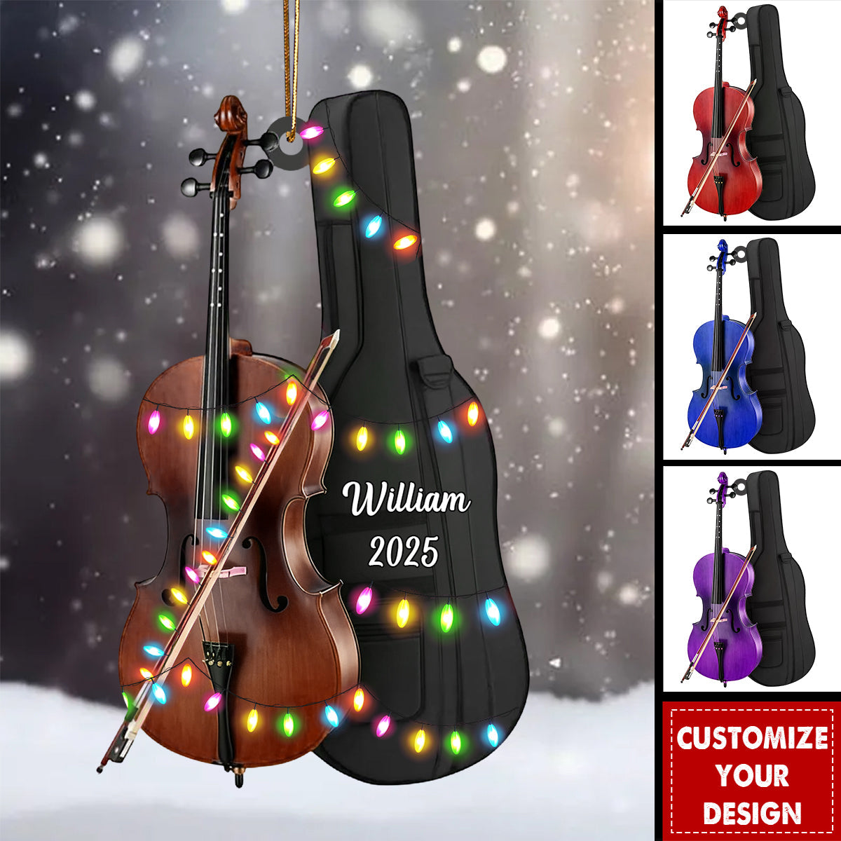 Personalized Cello Instrument Music Ornament, Cello Player Gift