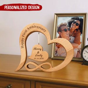 Personalized Wooden Heart – Custom Name & Date Engraved Hanging Heart