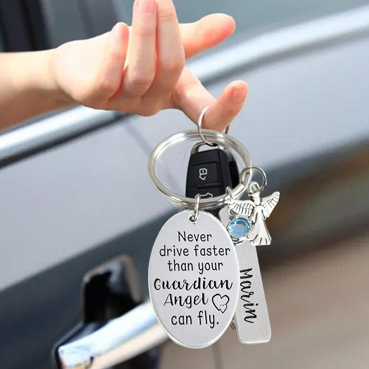Guardian Angel Keychain – Personalized Safe Driving Gift for New Drivers