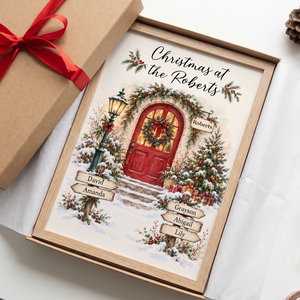 Personalized Christmas Family Door Sign Wall Art