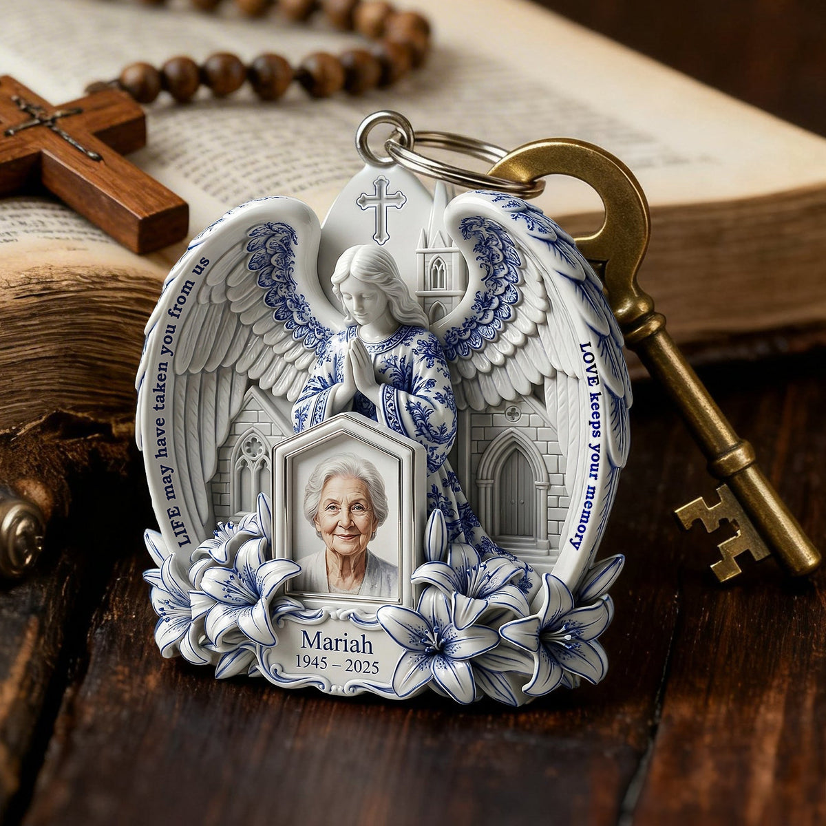 Angel Memorial Keychain - Custom Photo Gifts For Heaven