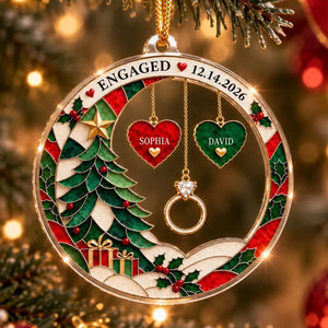 Personalized Couple Ornament, Engaged Newlywed Christmas Gift