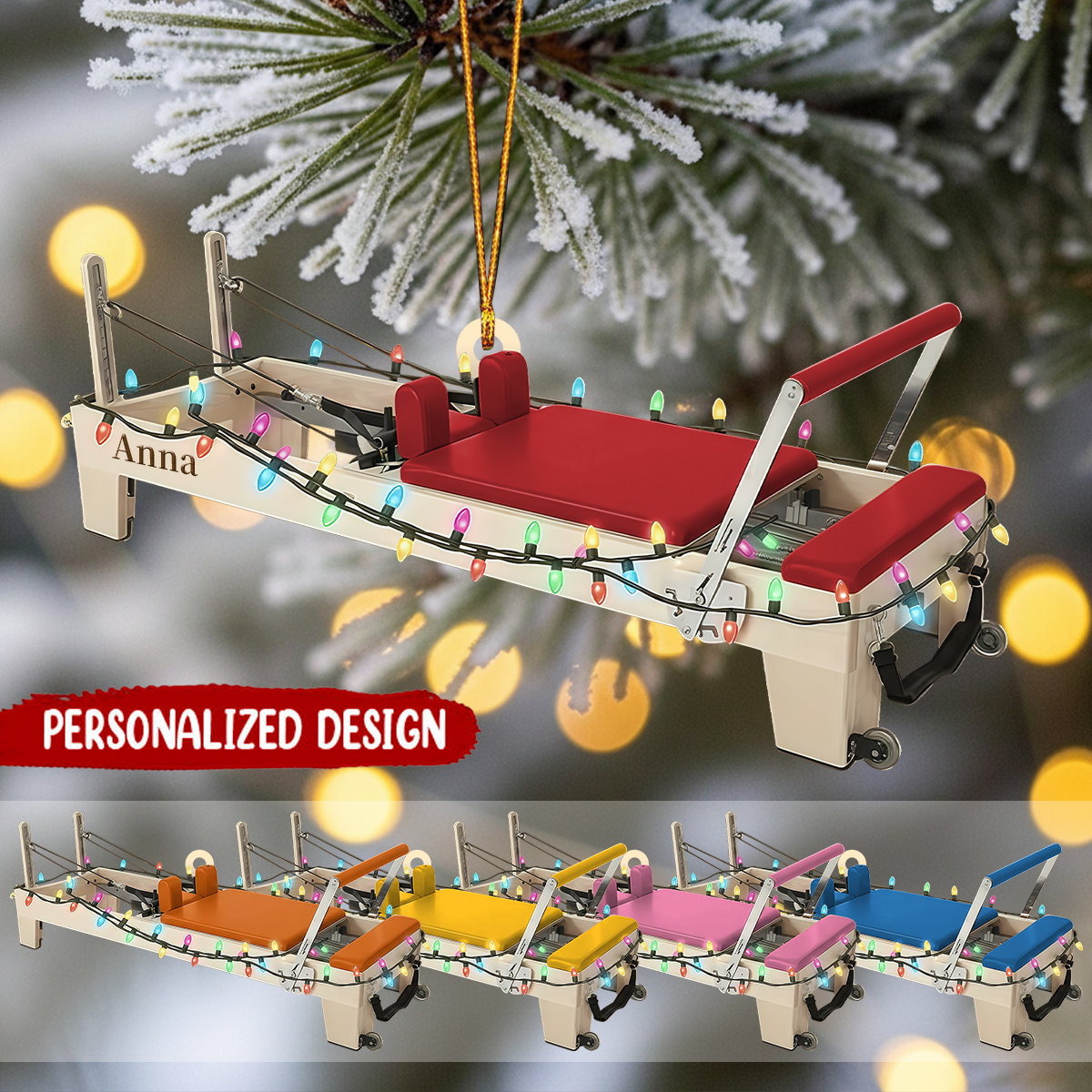 Personalized Custom Name Pilates Reformer Christmas Ornament