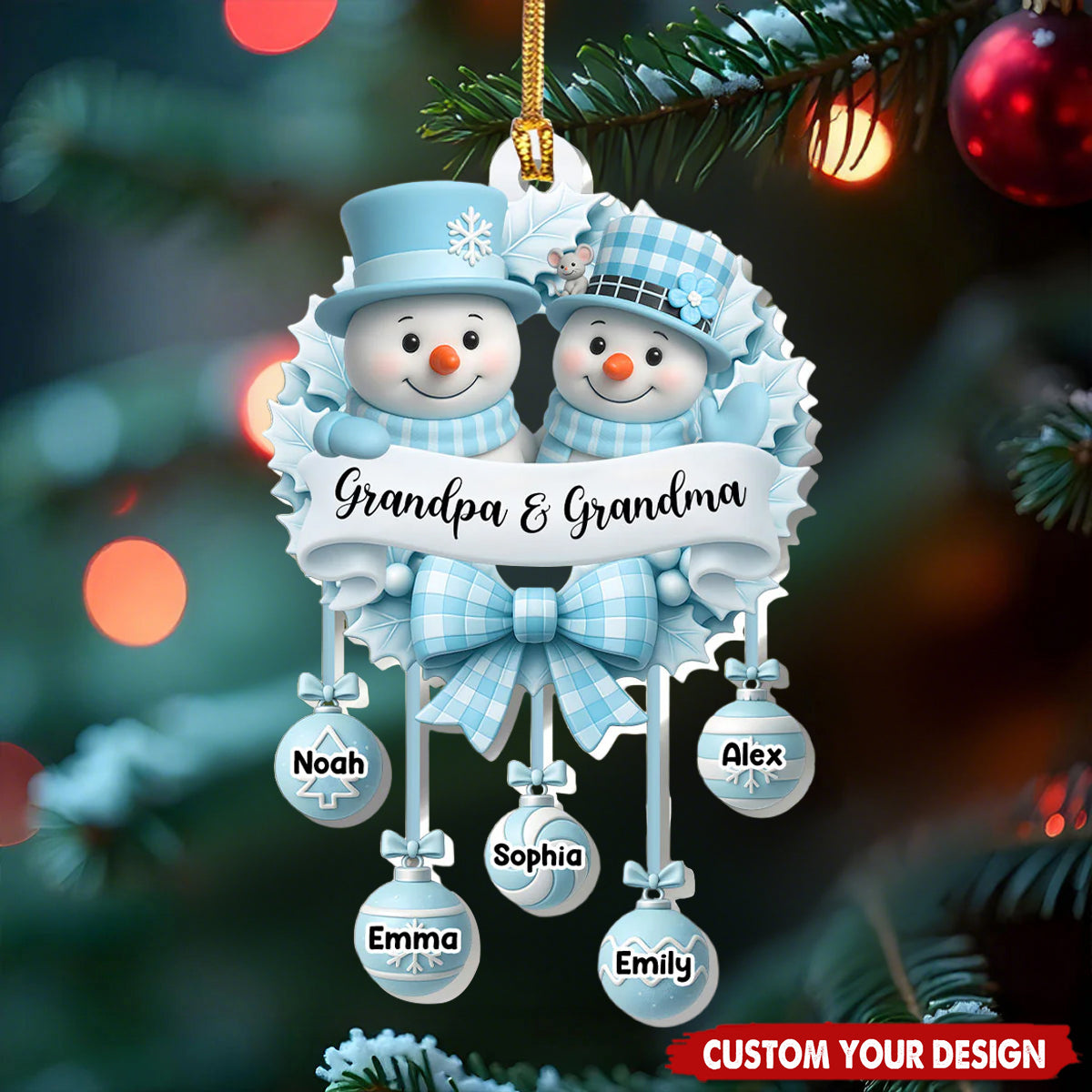 Snowy Grandparents - Personalized Family Christmas Ornament