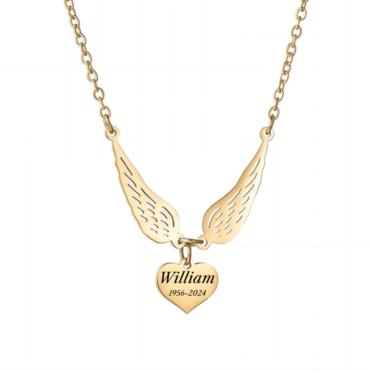 Personalized Custom Name Date Wing Memorial Necklace - Gift For Christmas