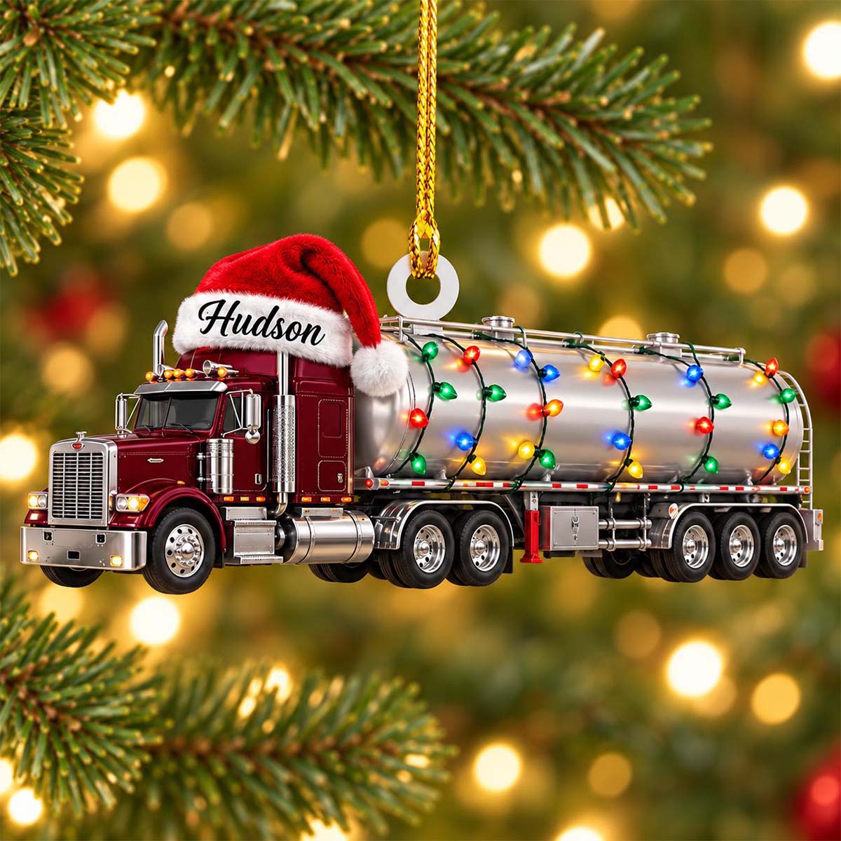 Personalized Oil Tanker Truck Christmas Ornament