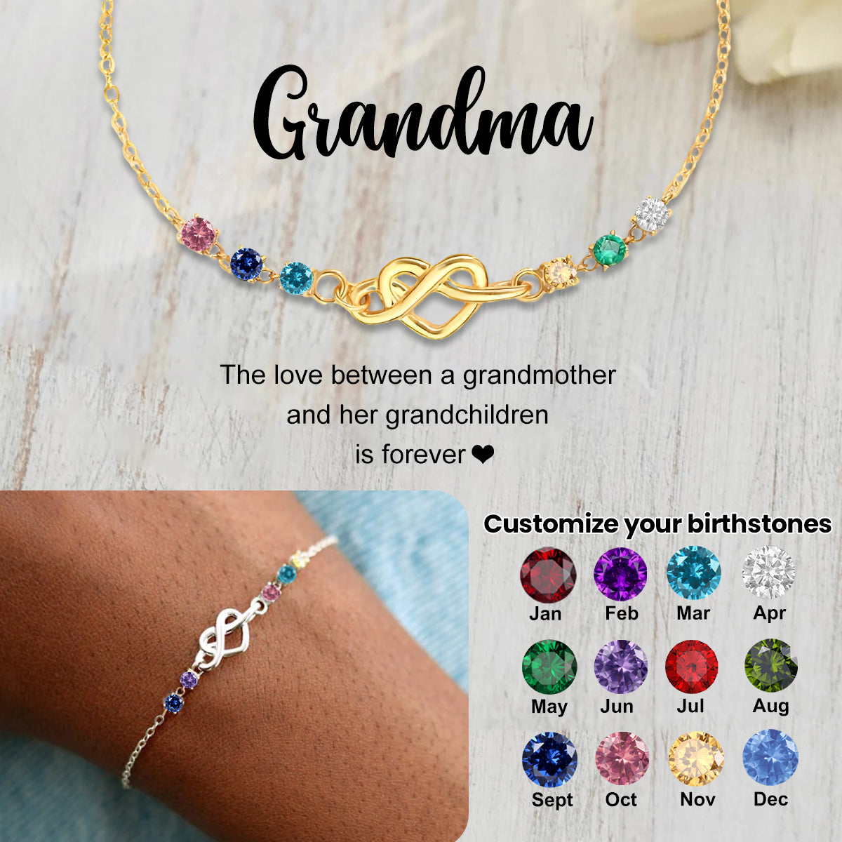 Personalized Simple Fashion Birthstone Bracelet-Gift For Her