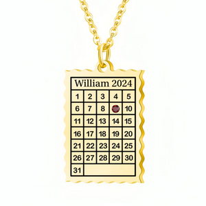 Personalized Birthstone Name Memorial Calendar Necklace