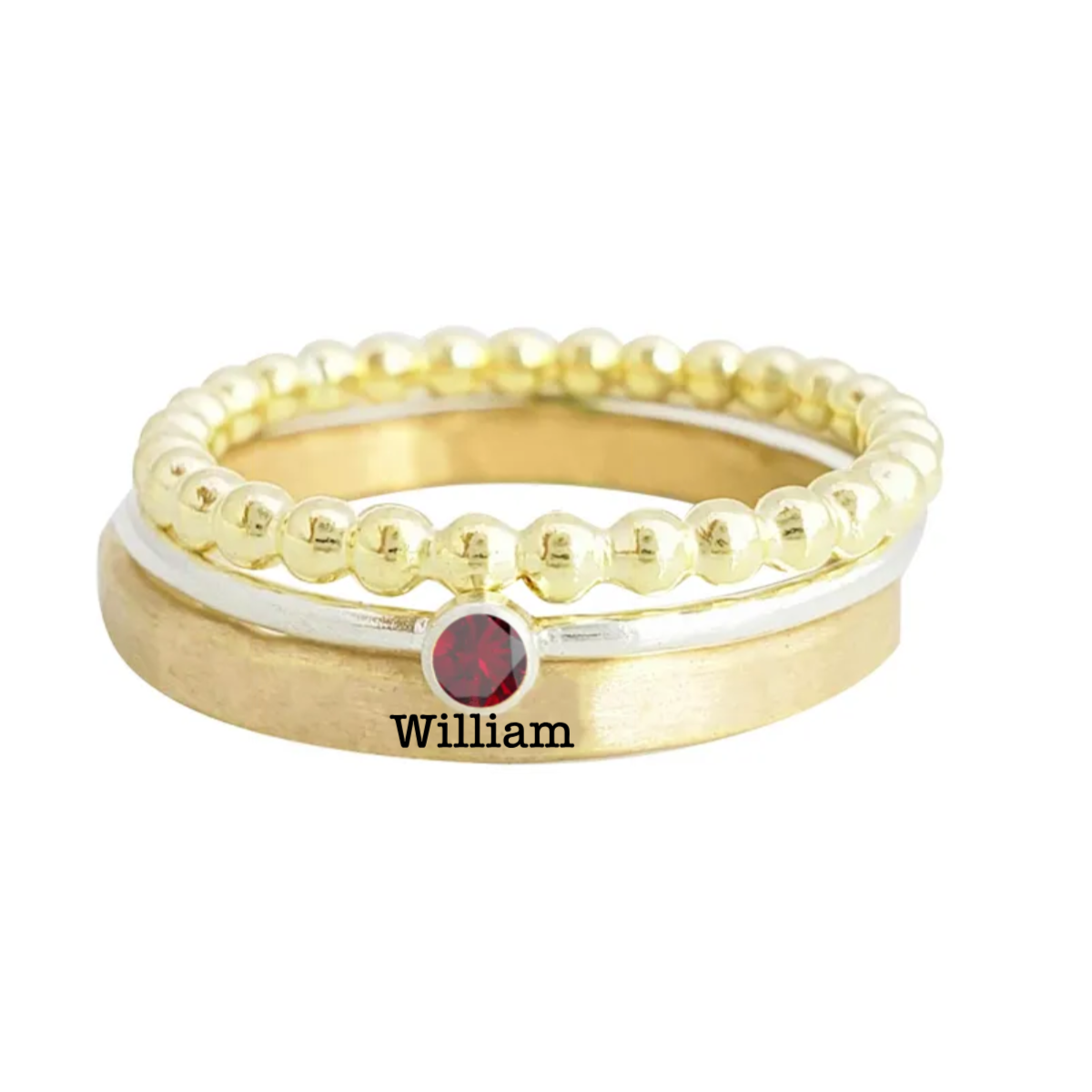 Personalized Name Birthstone Stackable Memorial Ring