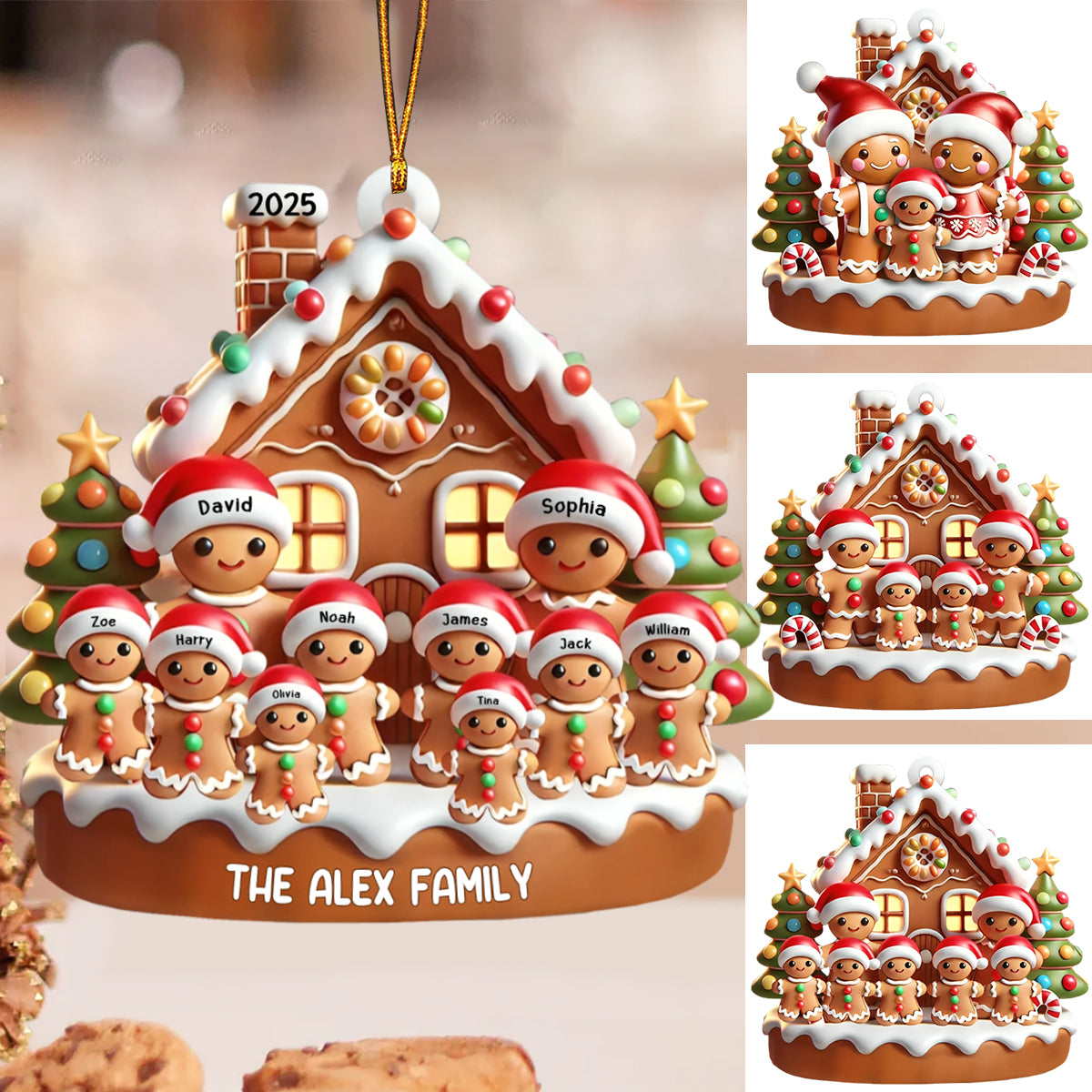 Sweet Cookie Man Family 3D Effect-Personalized Acrylic Ornament