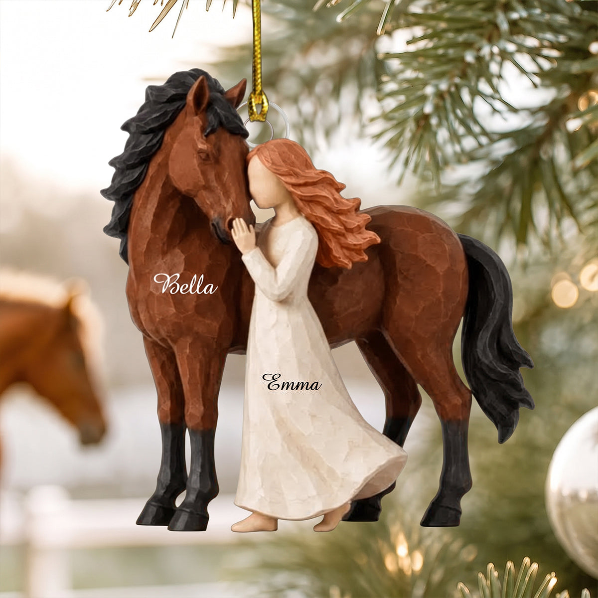 Personalized Girl And Horse Christmas Ornament,Horse Lover Gift