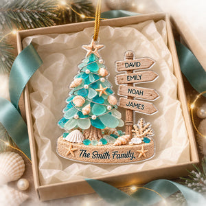 Custom Sea Glass Acrylic Ornament - Personalized Christmas Birthday Gifts For Mom, Dad, Brother, Sister