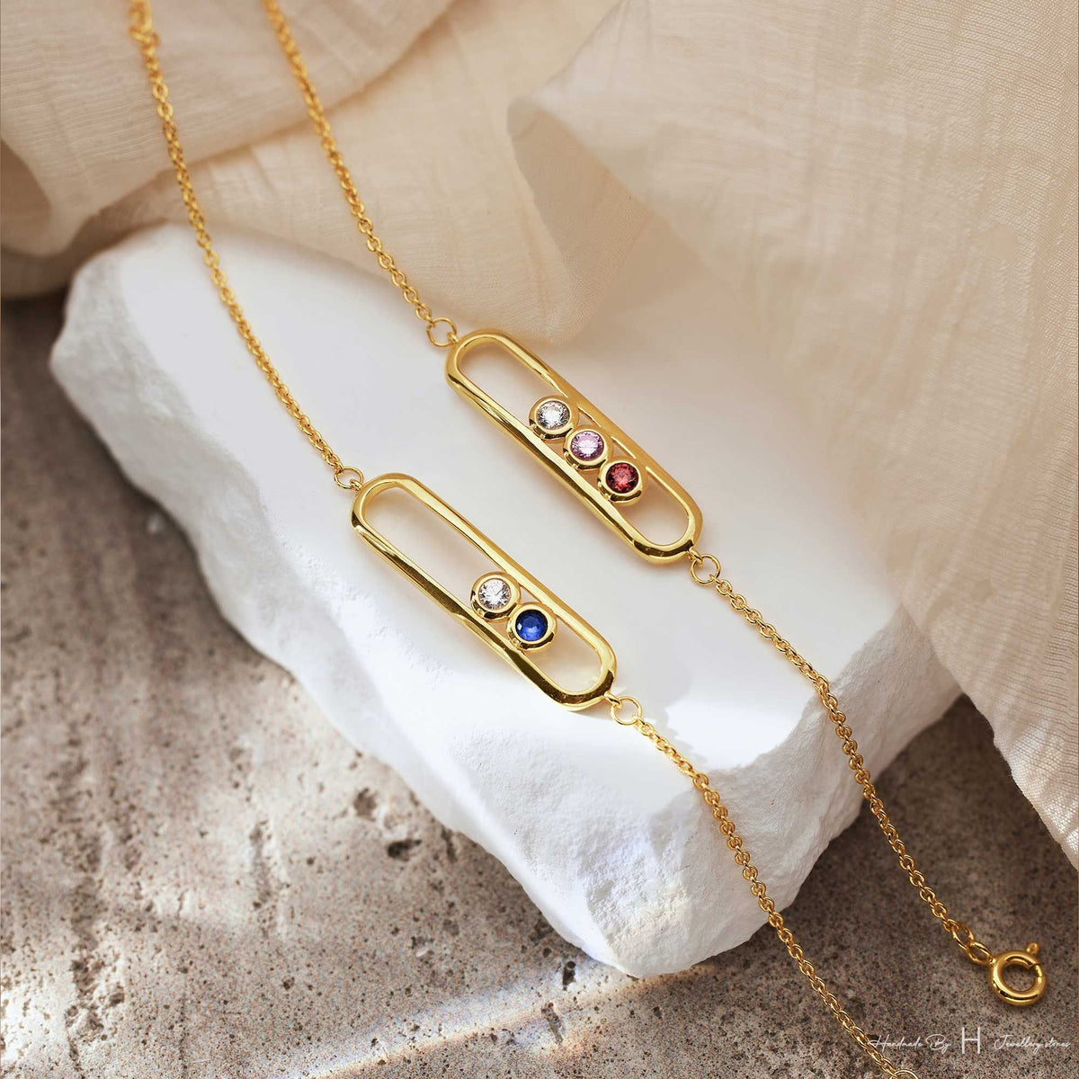 Personalized Grandma Mom 1-6 Family Birthstones Bracelet