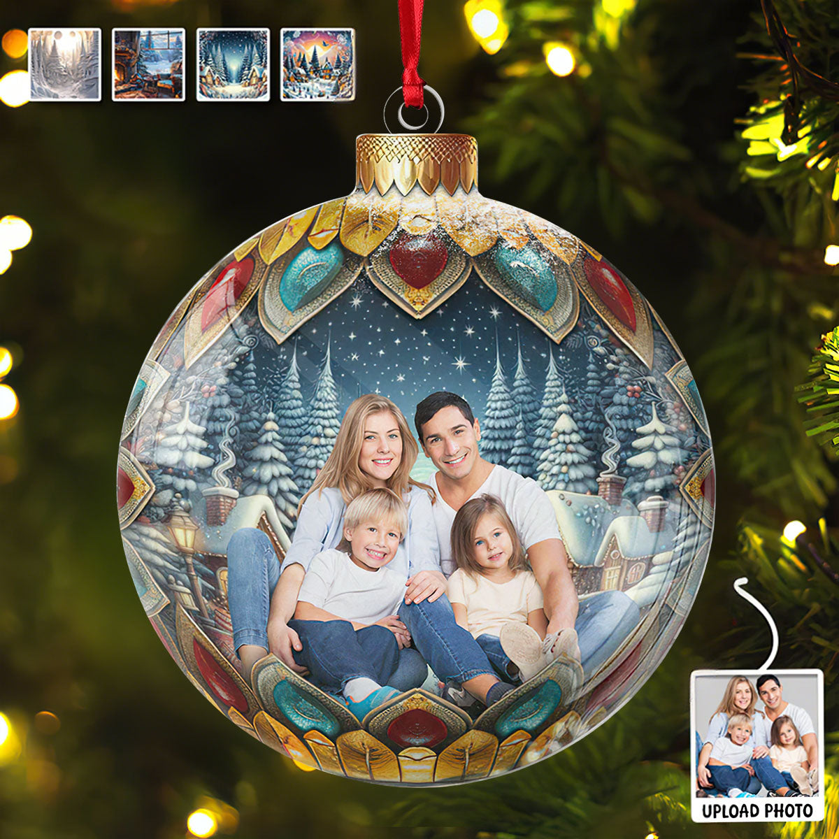 Custom Photo Family Christmas Acrylic Ornament