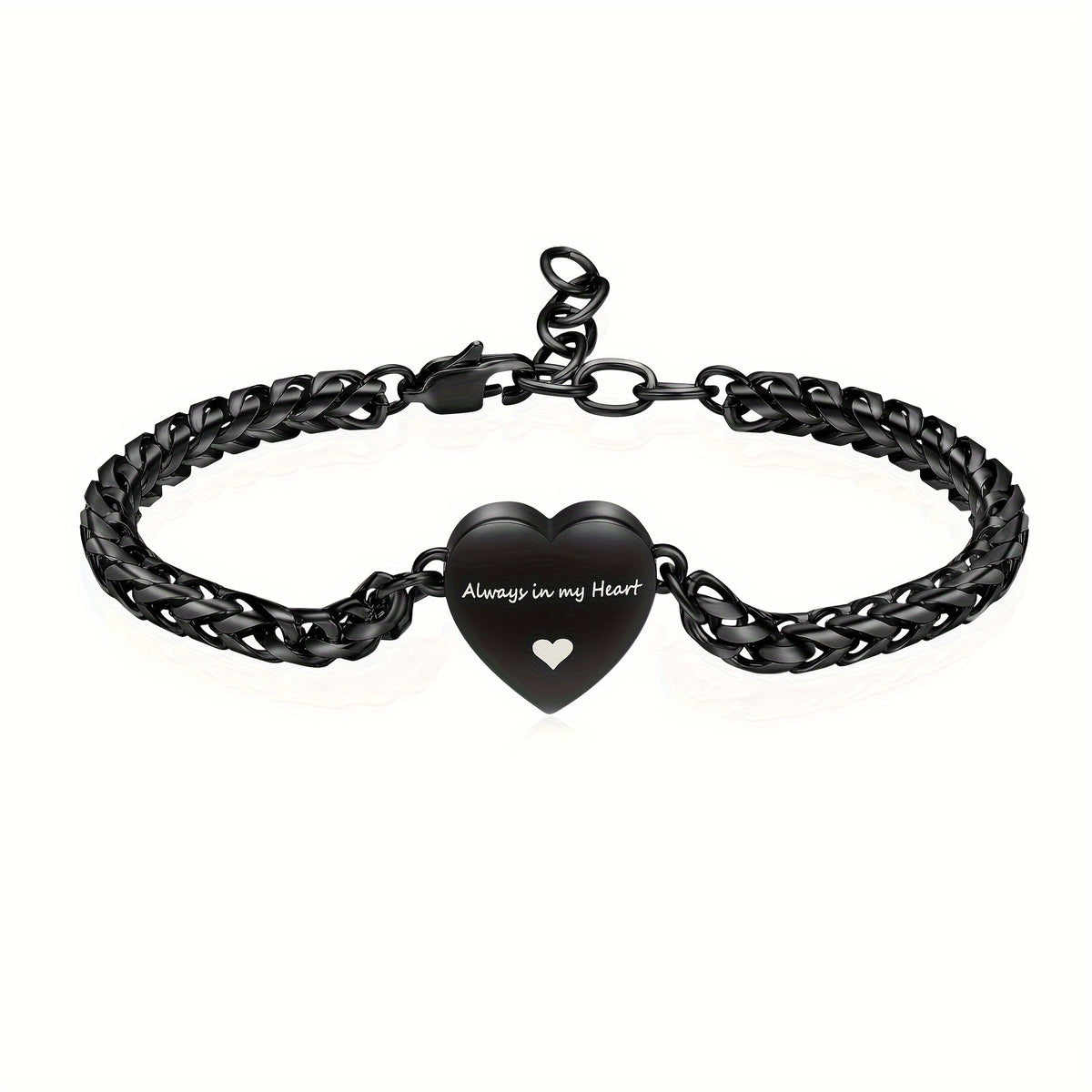 Always in my heart-Personalized Custom Name&Date Heart Urn Memorial Bracelet for Ashes