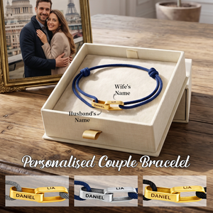 Custom Engraved Couple Bracelets, Personalized Name/Date Cord Bracelet