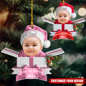 Personalized Baby’s First Christmas Ornament, Newborn Keepsake Gift Box