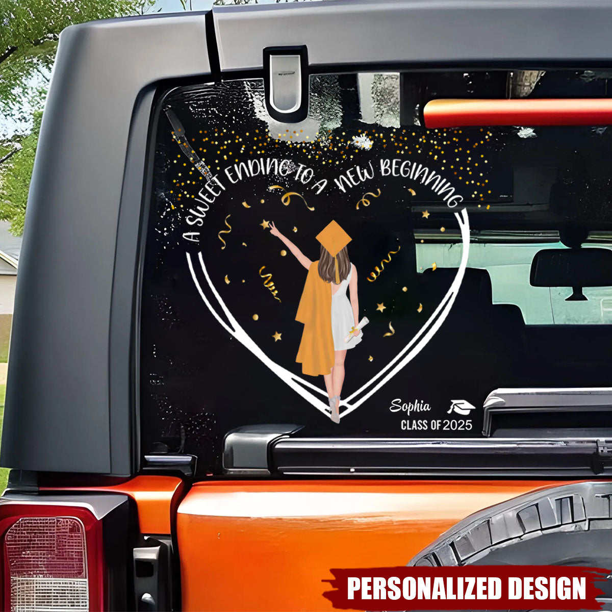 She Believed She Could So She Did, Personalized Female Graduation Sticker