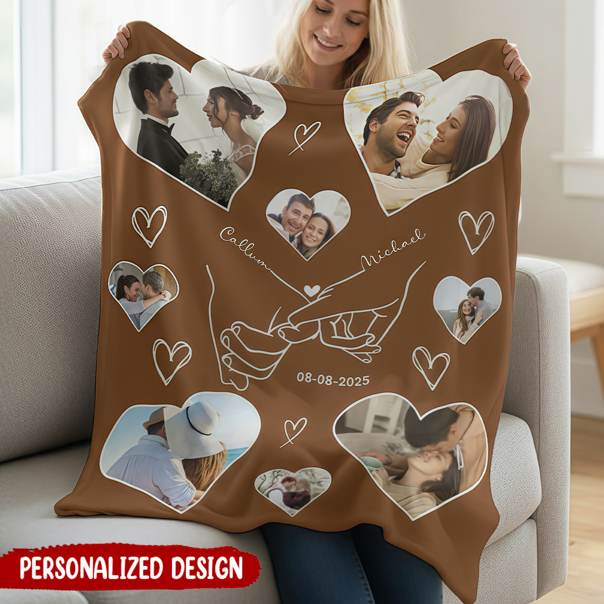 Personalized Anniversary Blankets For Couples, Upload Photos