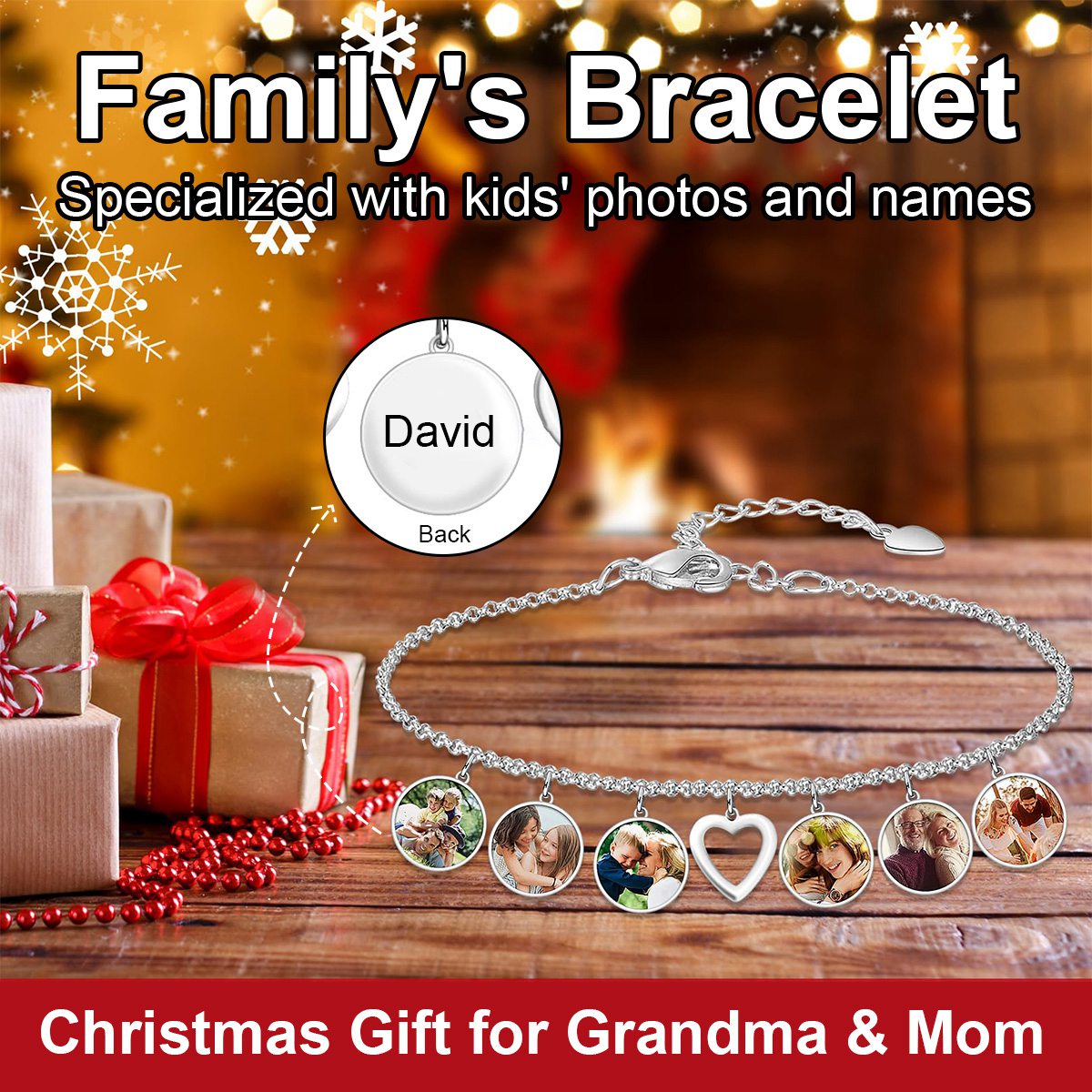 Personalized Custom Photo Family Fashion Bracelet - Gift For Grandma/Mom