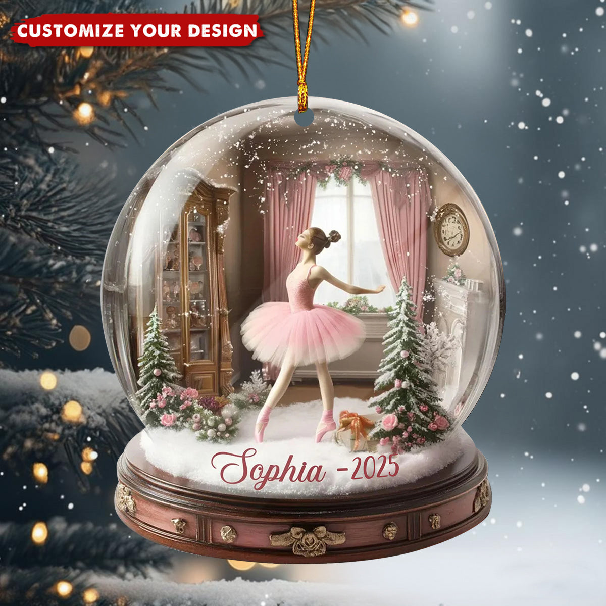 Custom Name Ballerina Acrylic Ornament, Ballet Ornament
