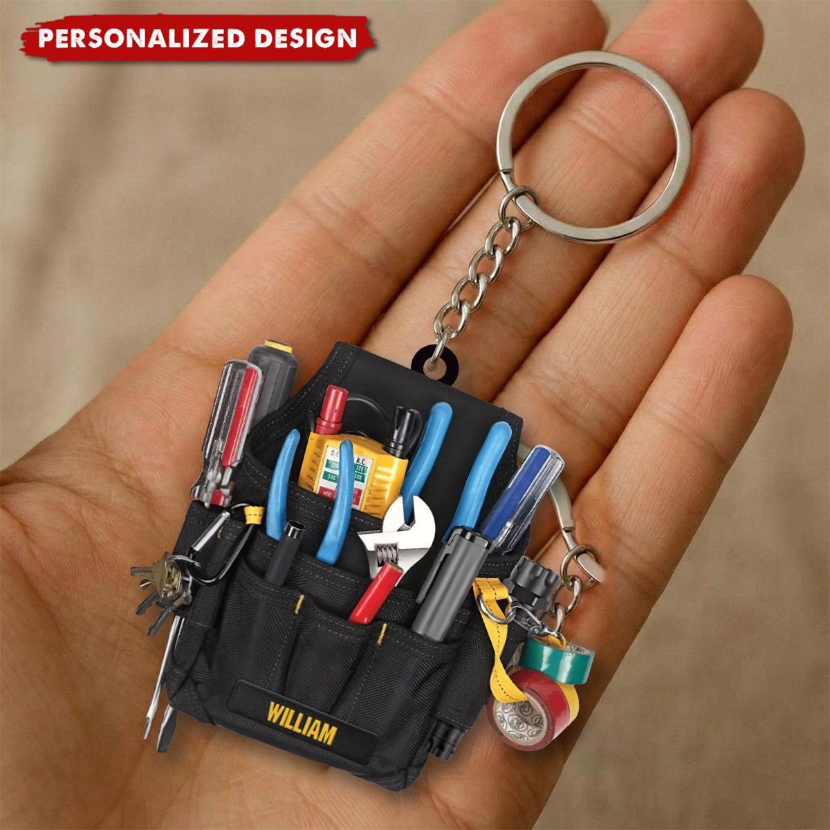 Personalized Electrician Tool Box Keychain, Gift for Dad Electrician