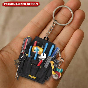 Personalized Electrician Tool Box Keychain, Gift for Dad Electrician