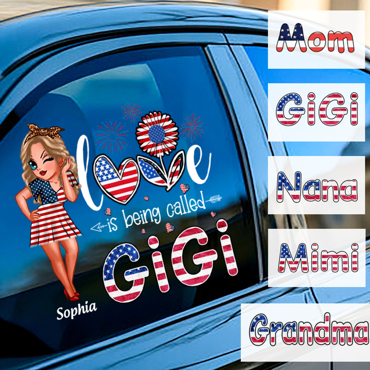 Love Being Called Nana Grandma Personalized Sticker, Independence Day Gift