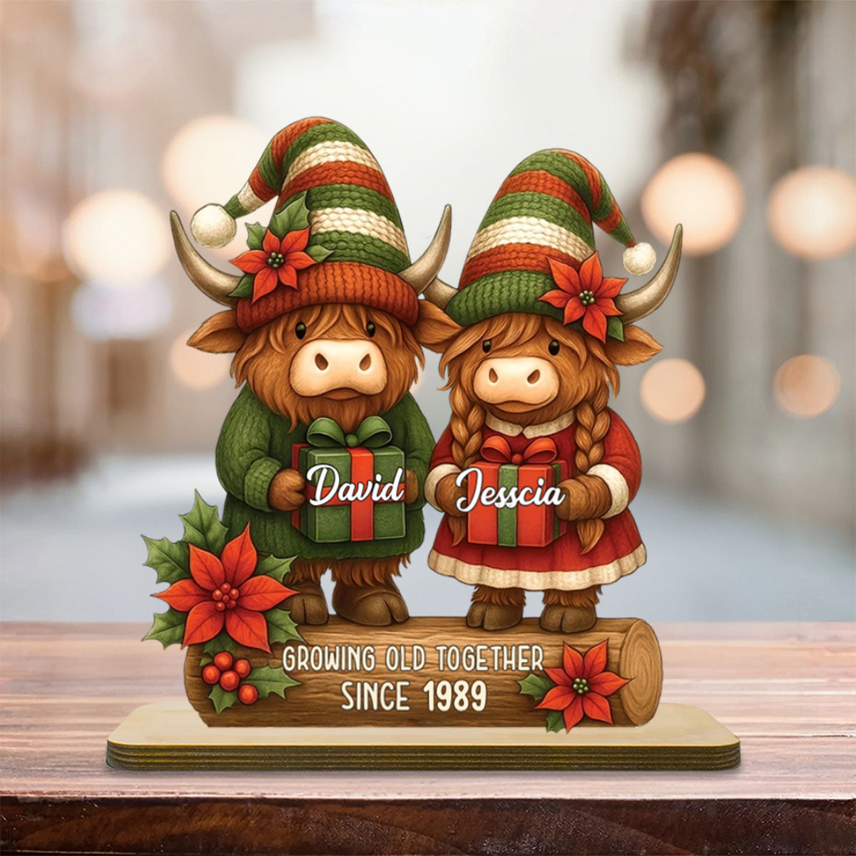Personalized Highland Cow Couple Plaque, Country Gift For Anniversaries