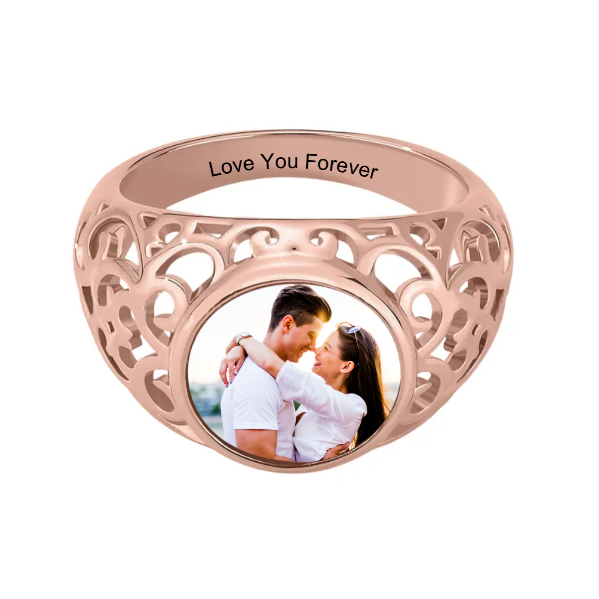 Personalized Custom Text Upload Photo Sterling Silver Ring