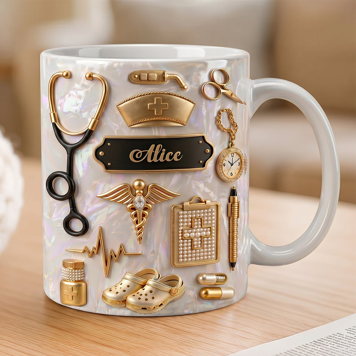 Personalized 3D Effect Mug, Gift For Nurses, Doctor, Medical Student